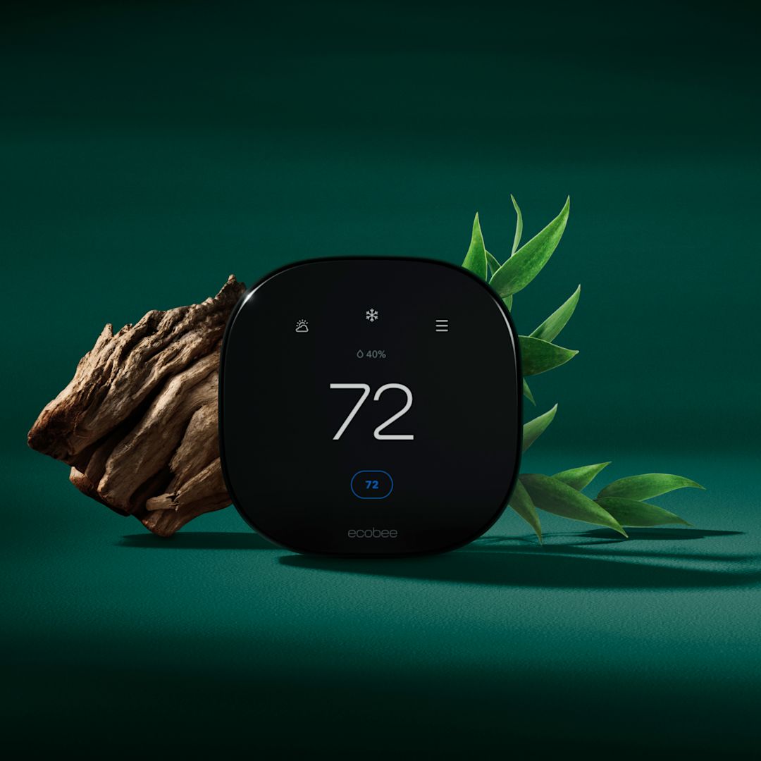 ecobee Smart Thermostat Enhanced on a green background