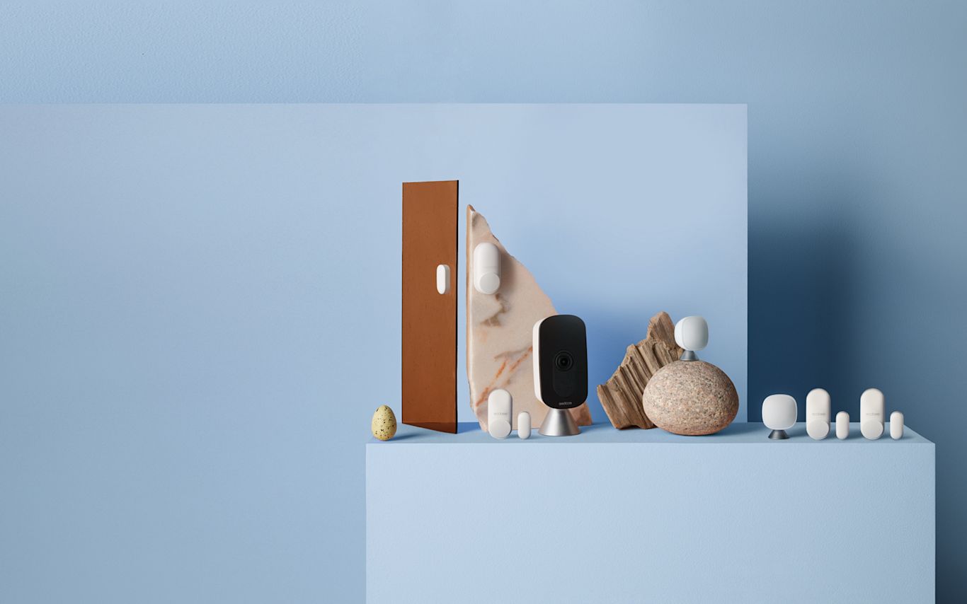 ecobee SmartCamera with voice control, with 2 SmartSensors and 4 SmartSensors for doors and windows.