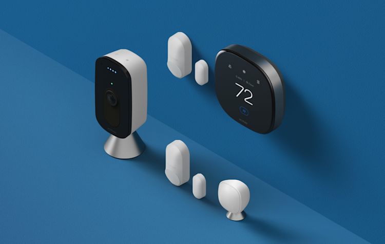 ecobee Whole Home Solution, which consists of smart thermostat premium, smartsensors, smartsensors for doors & windows, and smartcamera
