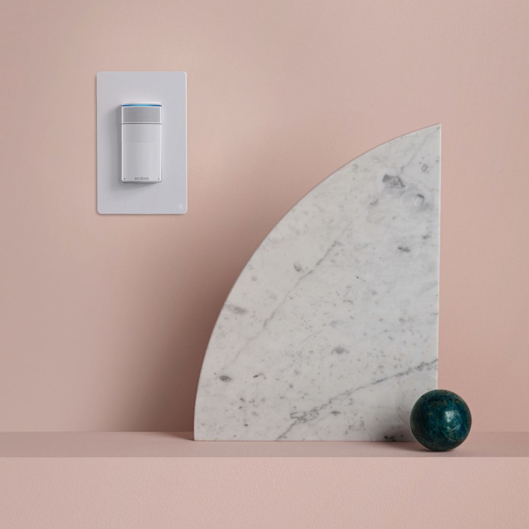 Light switch on pink wall