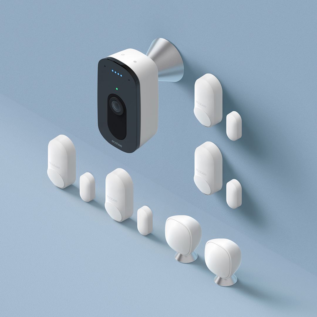 ecobee Home Security Bundle on a blue background