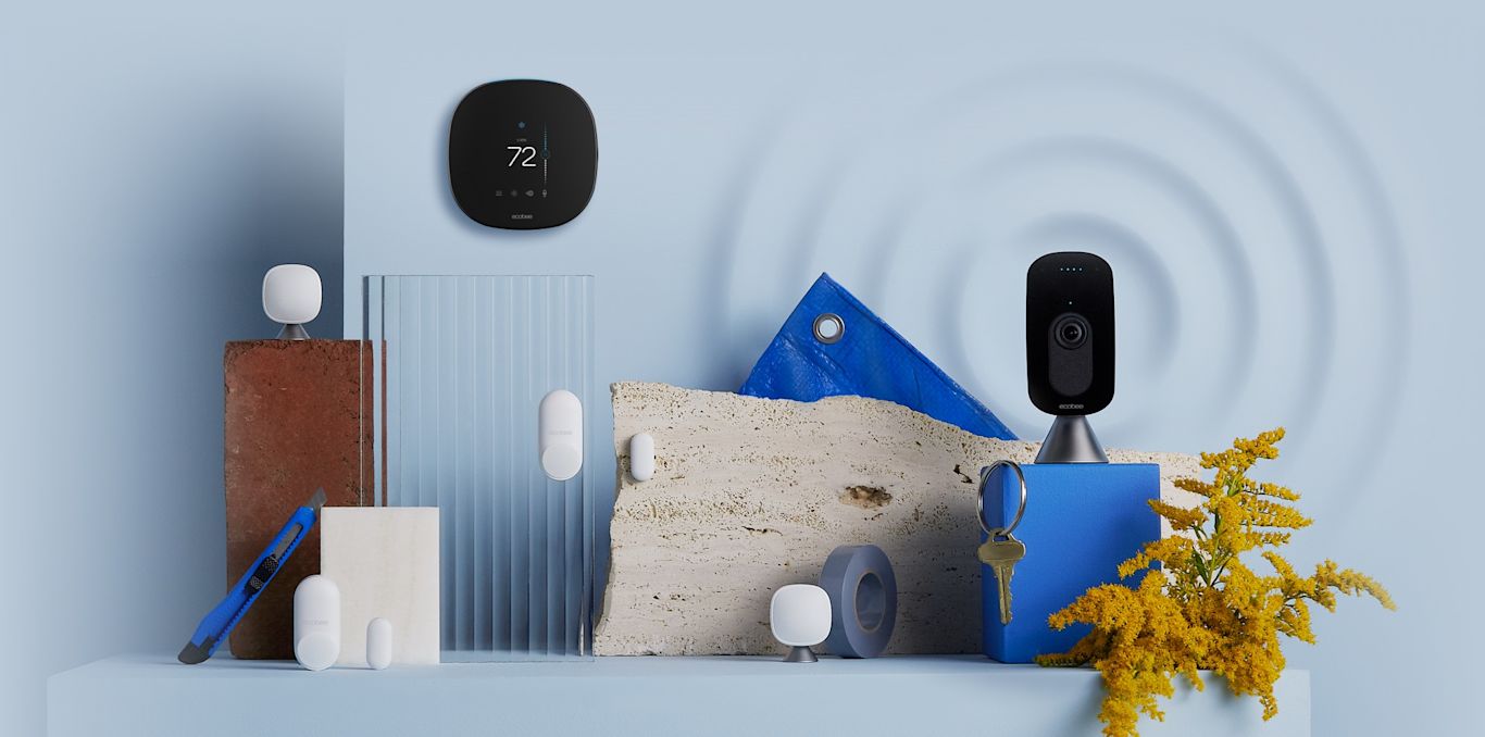 ecobee product suite on blue background