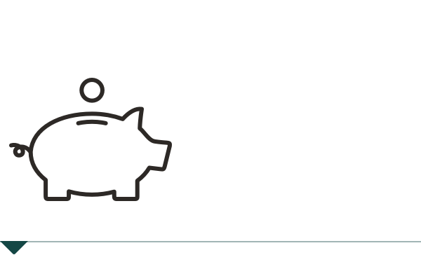 An icon of a coin going into a piggy bank