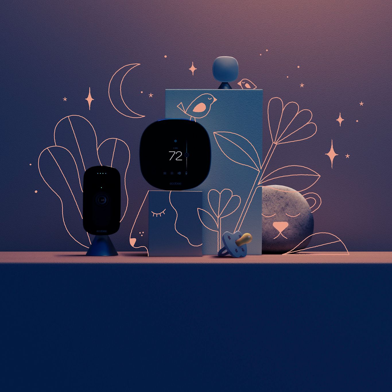 ecobee Sweet Dreams Baby Kit on a pink background