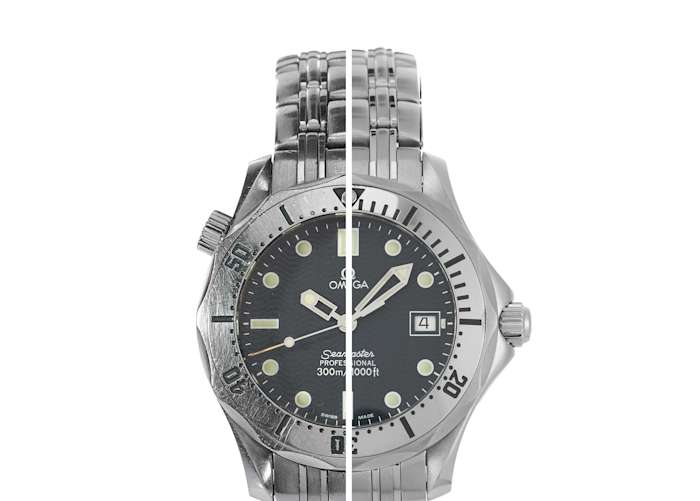 Before and after the CHRONEXT Workshop worked their magic on the Omega Seamaster