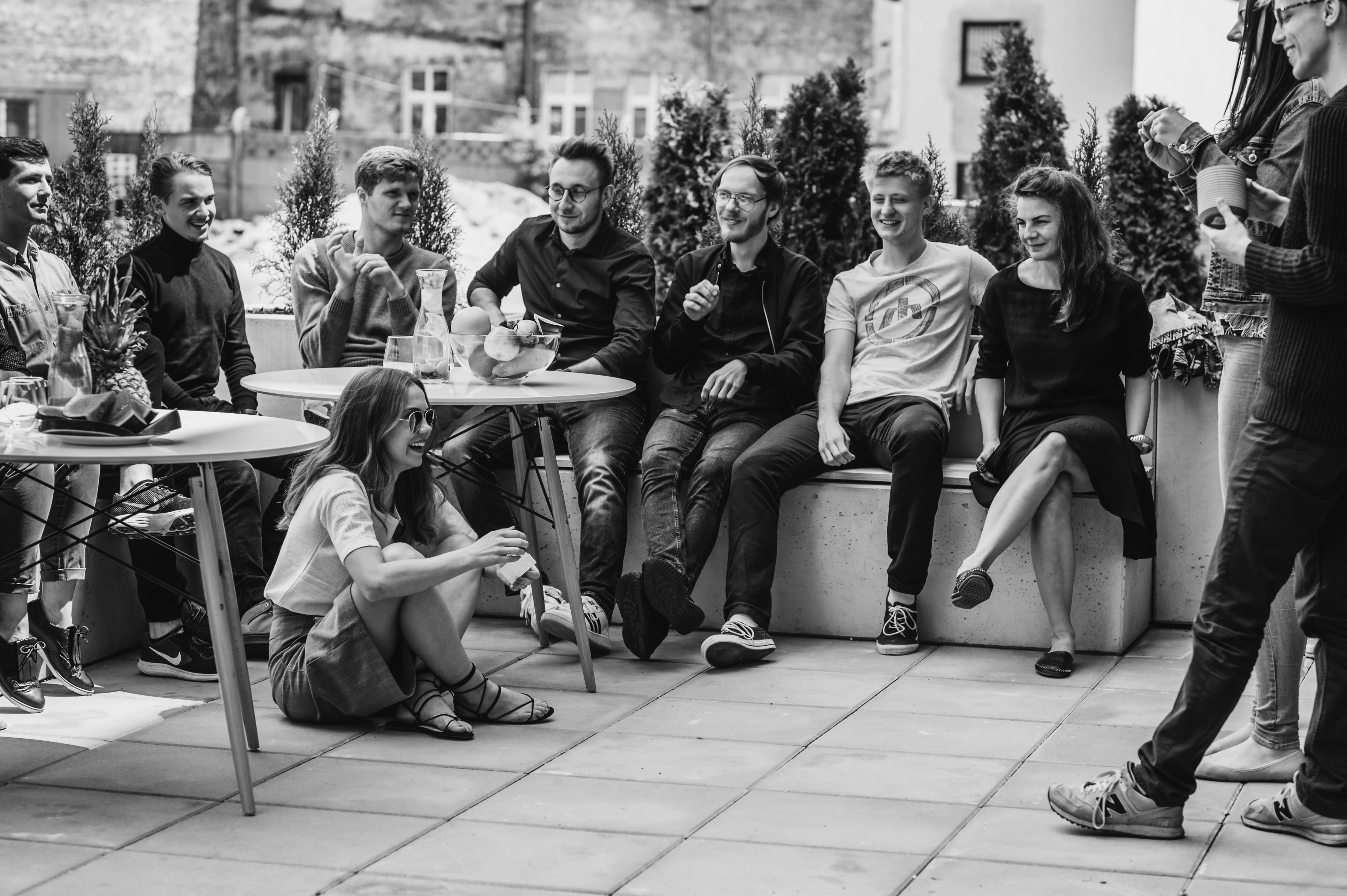 People hanging out outside