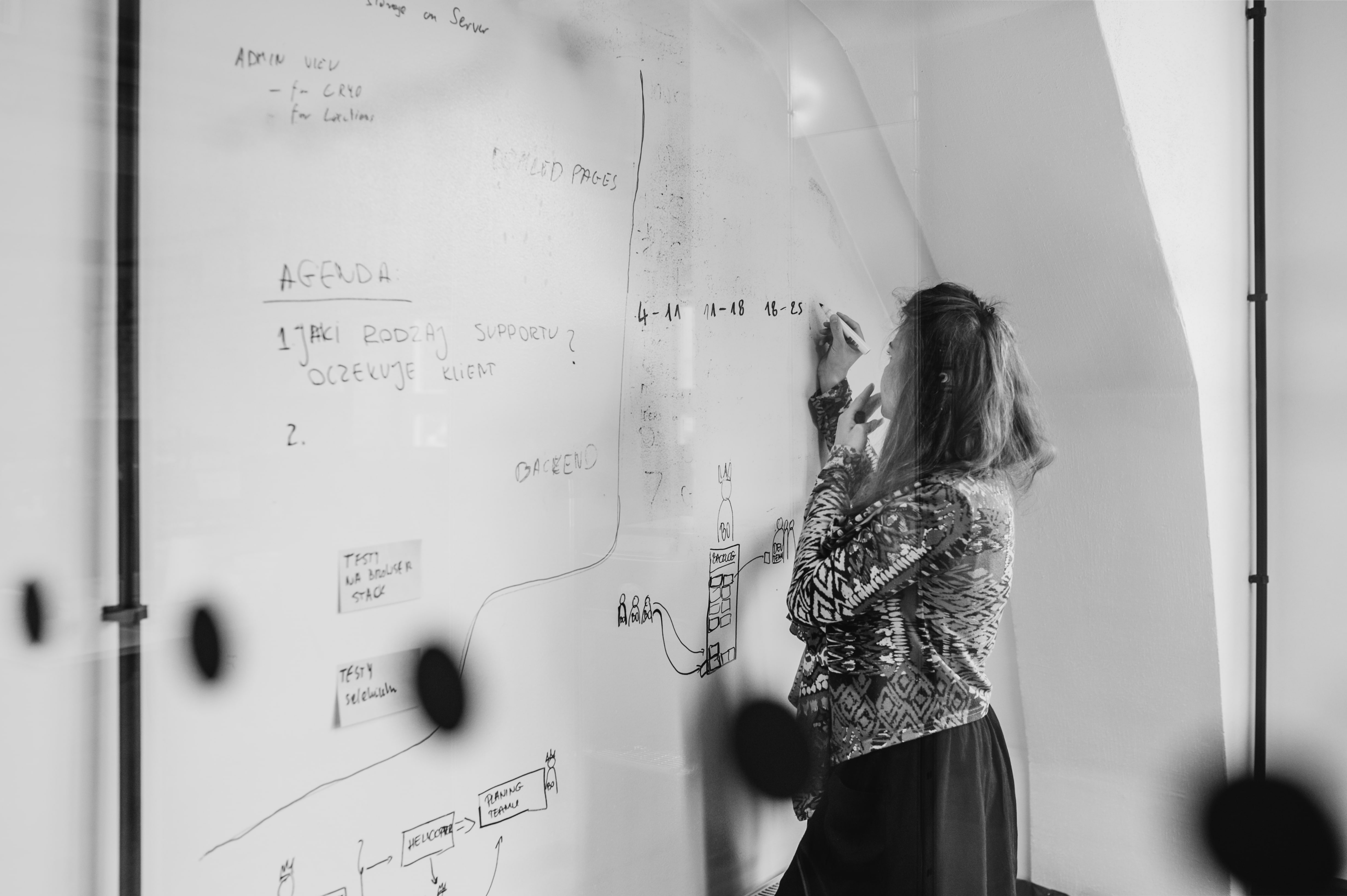 Woman drawing on a whiteboard