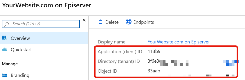 azure ad connection info