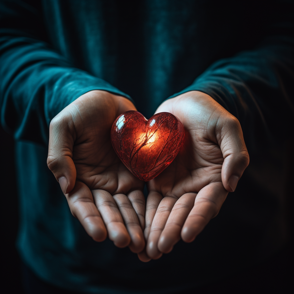 A person holding a heart on their hand symbolising