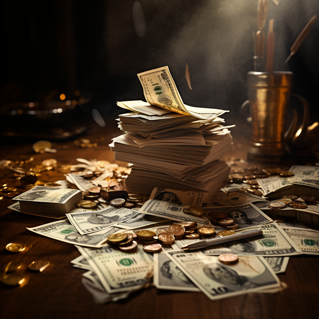 Bills and money on the table symbolising financial