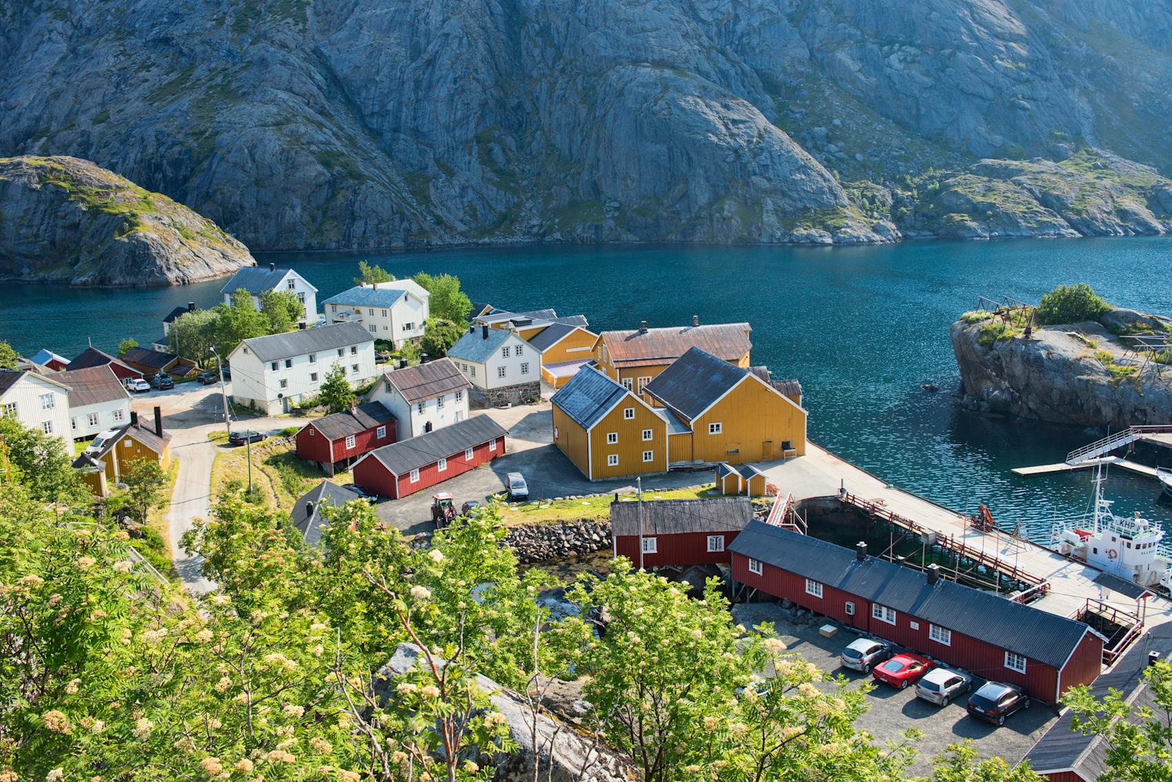 Nusfjord fiskevær i Lofoten -\nFoto: Getty Images