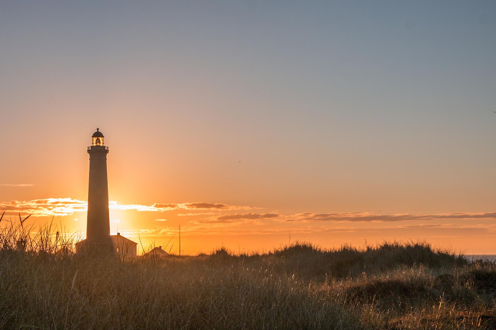 Skagen fyr i solnedgang, Danmark -\nFoto: Getty Images