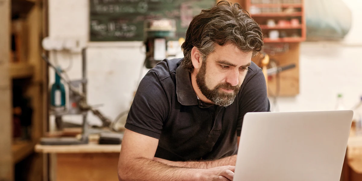 Businessman working on a laptop