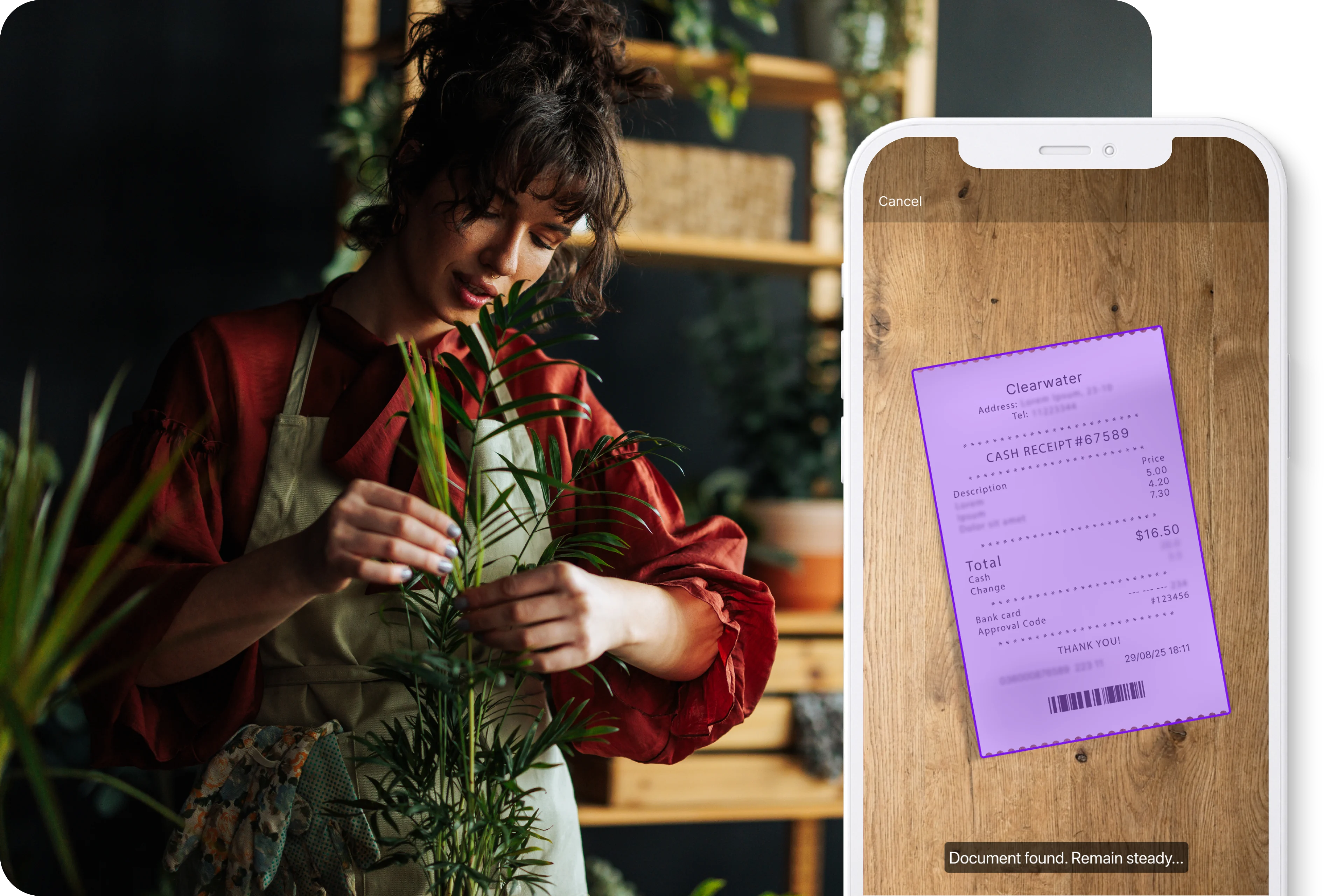 MYOB Capture mobile app scans receipt to upload to MYOB