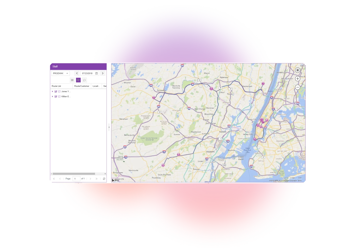 MYOB Acumatica's service mapping functionality allows you to send staff to different locations and map their journeys.