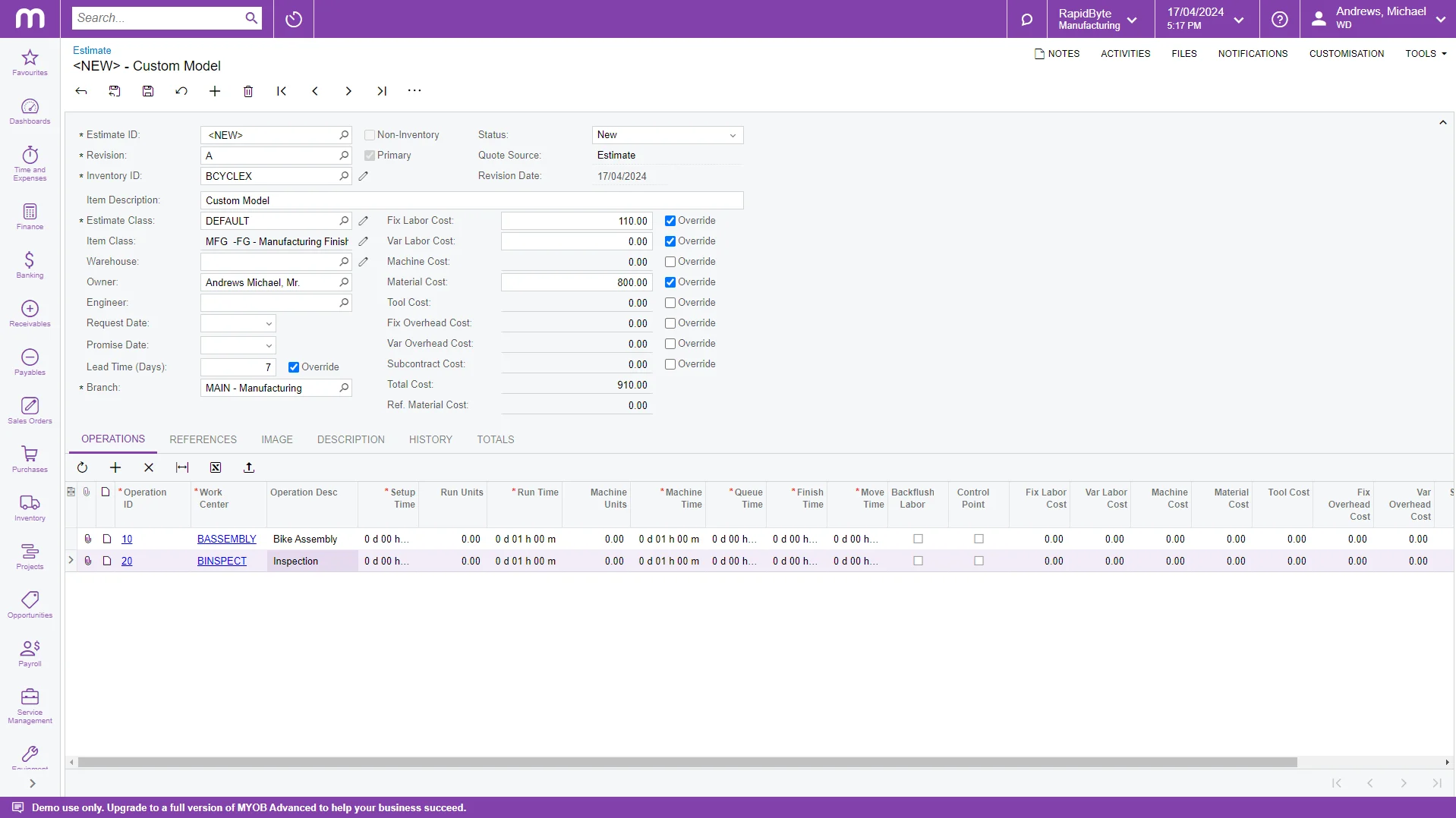 Do accurate quotes and estimates with warehouse and inventory data at your fingertips in MYOB Acumatica ERP software.