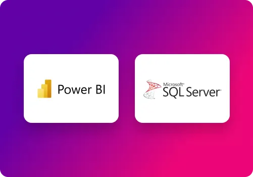Microsoft Power BI and Microsoft SQL Server logos