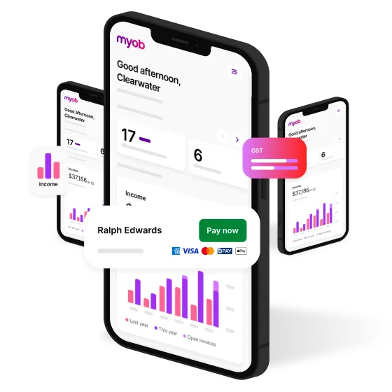 You can view your MYOB Business dashboards, income and expense tracking and invoicing from your mobile phone.