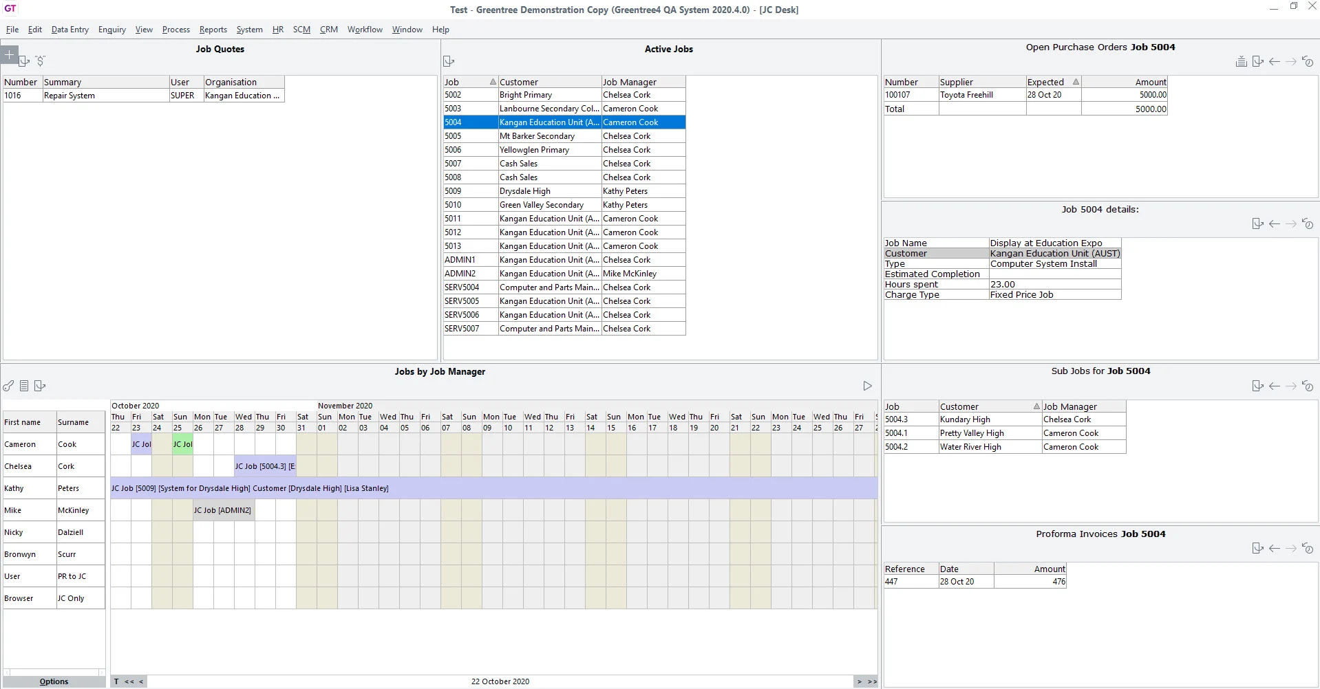 Workflow page of the MYOB Greentree platform