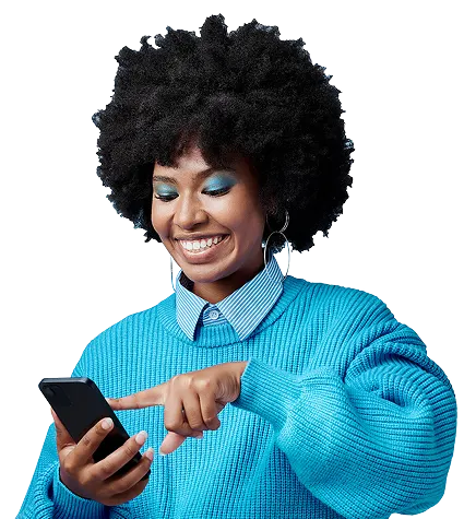 Woman smiling using her mobile phone