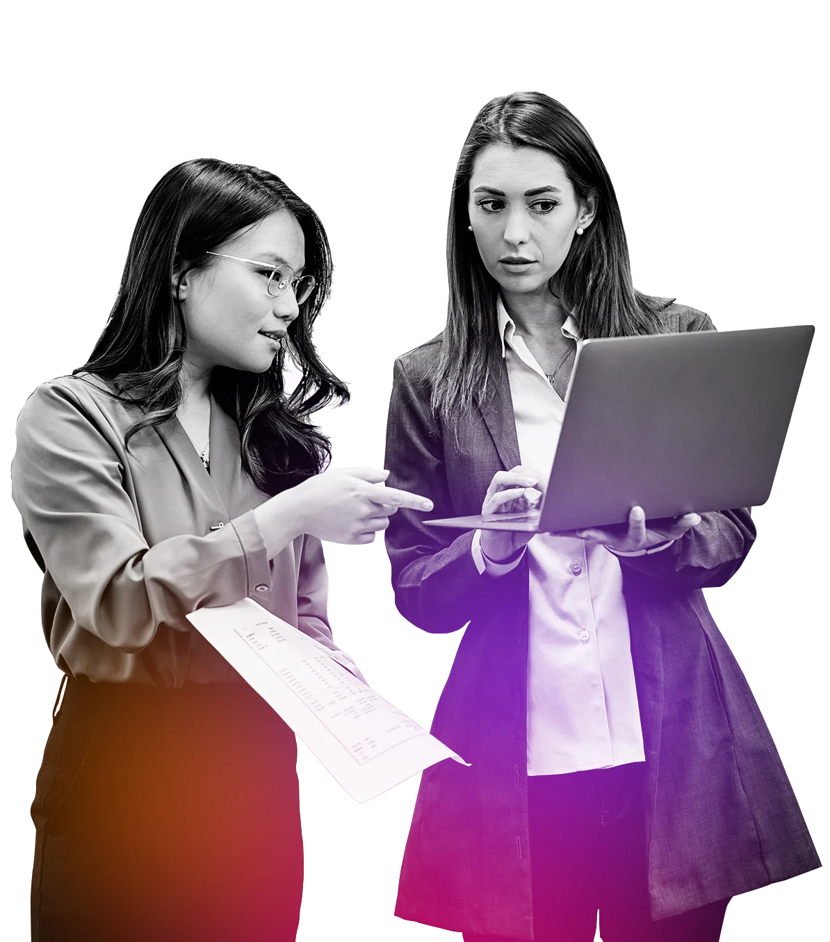 Two women on devices