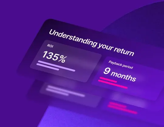 Mockup of an ROI calculator interface displaying estimated ROI.
