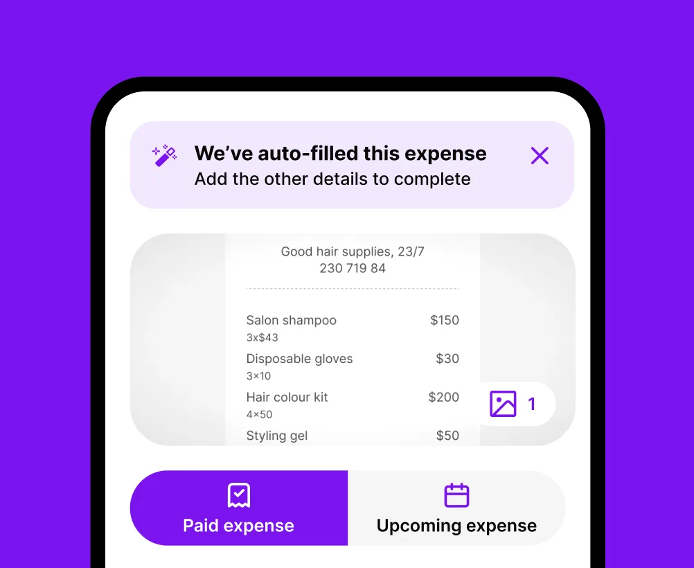 Solo mobile app screen of an auto-filled expense