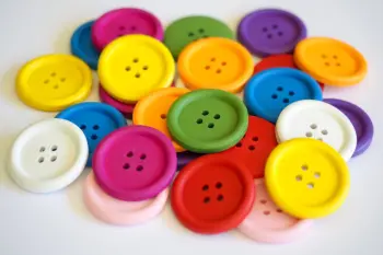 Large rainbow coloured buttons