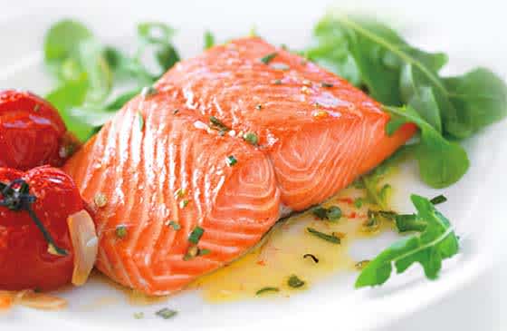 Plated salmon recipe made from Vital Choice fish