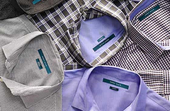 Perry Ellis shirts arranged on a table