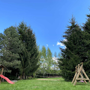Dom Łabędź i Zielony Domek - plac zabaw, siatkowka, huśtawka