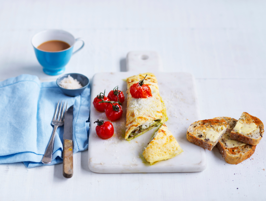 Ham, Cheese and Pesto Ricotta Omelette recipe