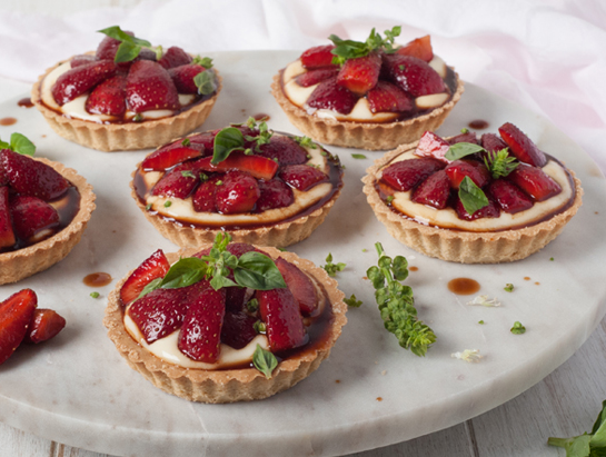 Balsamic Strawberry Custard Tartlets Recipe