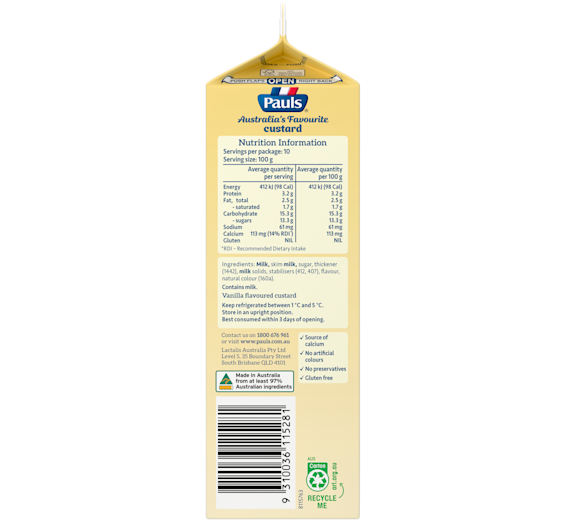 Pauls Vanilla Custard 1kg