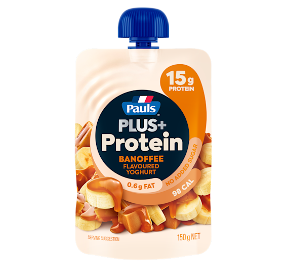 Pauls PLUS+ Protein Banoffee yoghurt pouch 150g