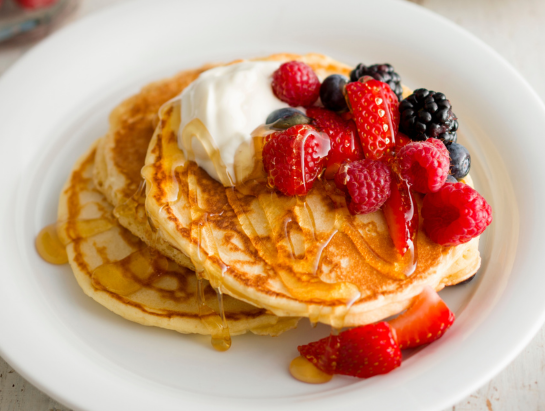 Fresh Berries, Pancakes & Yoghurt Image