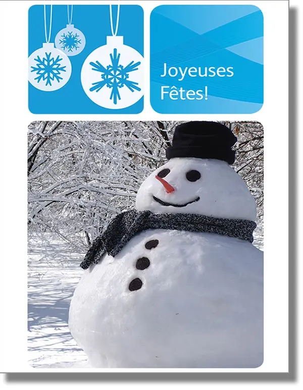 Happy Holidays Snowman French Card