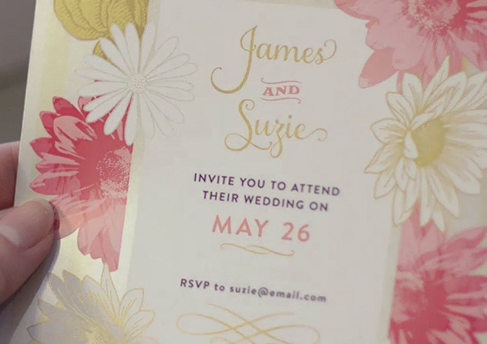 wedding invitation metallic ink