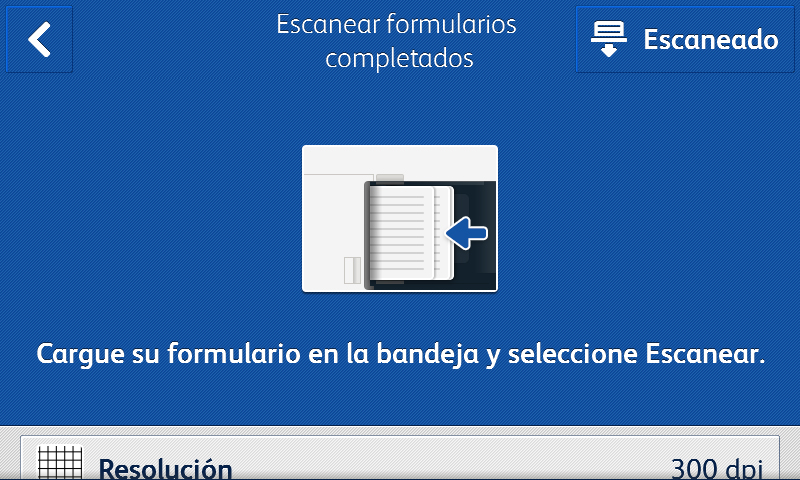 "Scan Completed Form" dialog box from Xerox Forms Manager App user interface