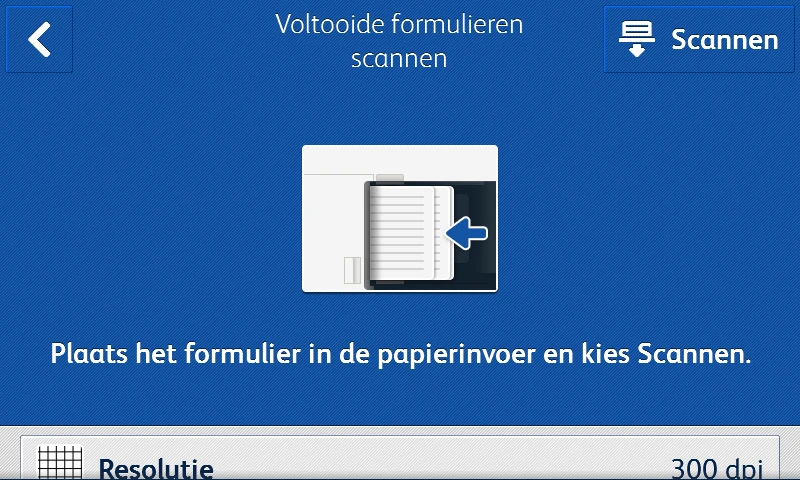 "Scan Completed Form" dialog box from Xerox Forms Manager App user interface