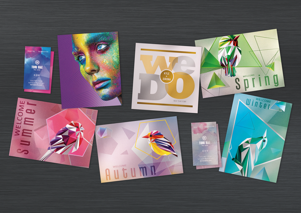 Xerox Iridesse print samples photographed together