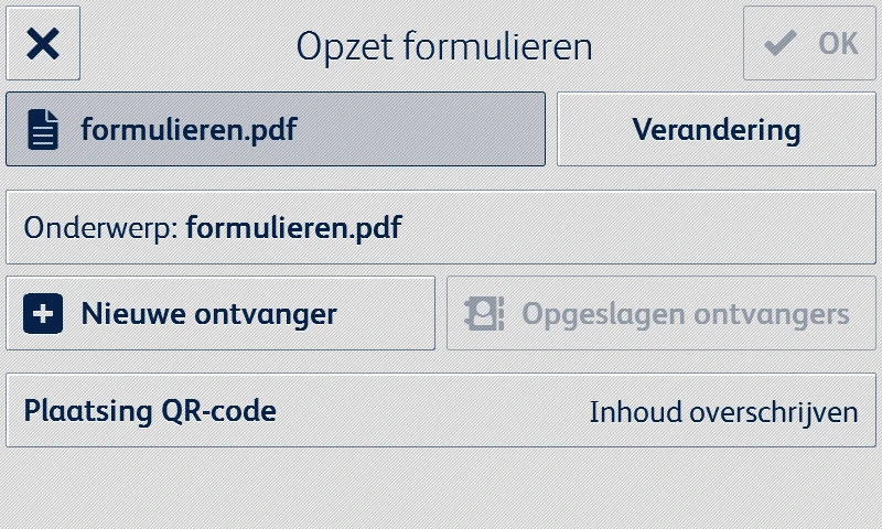 Form Setup dialog box of Xerox Forms Manager user interface