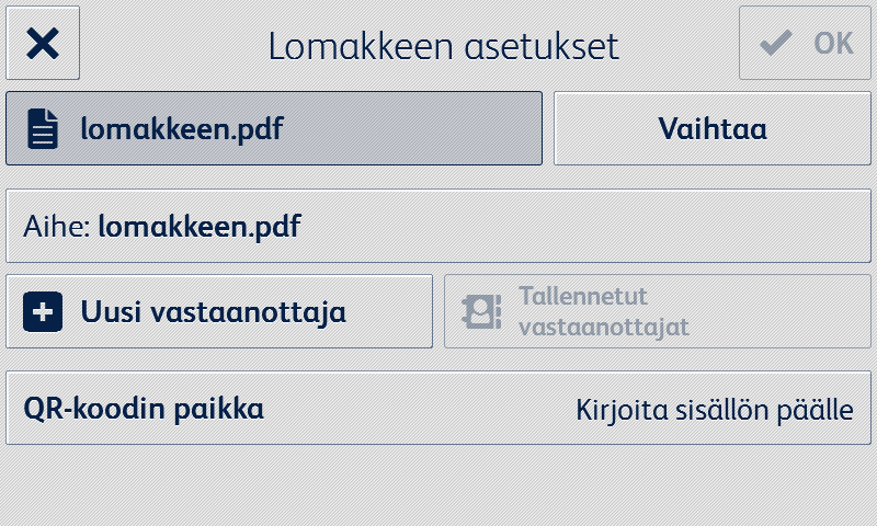 Form Setup dialog box of Xerox Forms Manager user interface