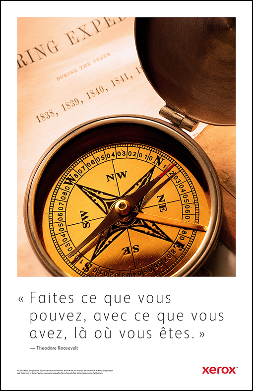 Inspirational poster compass in French