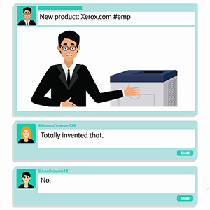 Illustration of a social media post where an employee shows his expertise