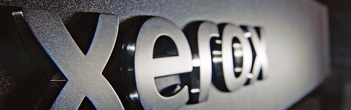 Xerox logo in sparkling silver