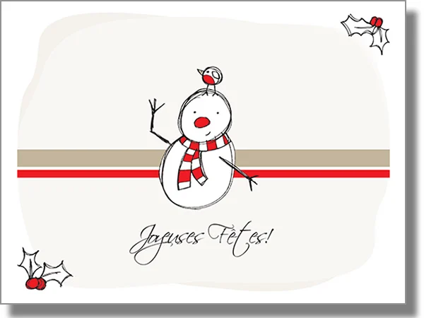 Happy Holidays Snowman and Bird French Card