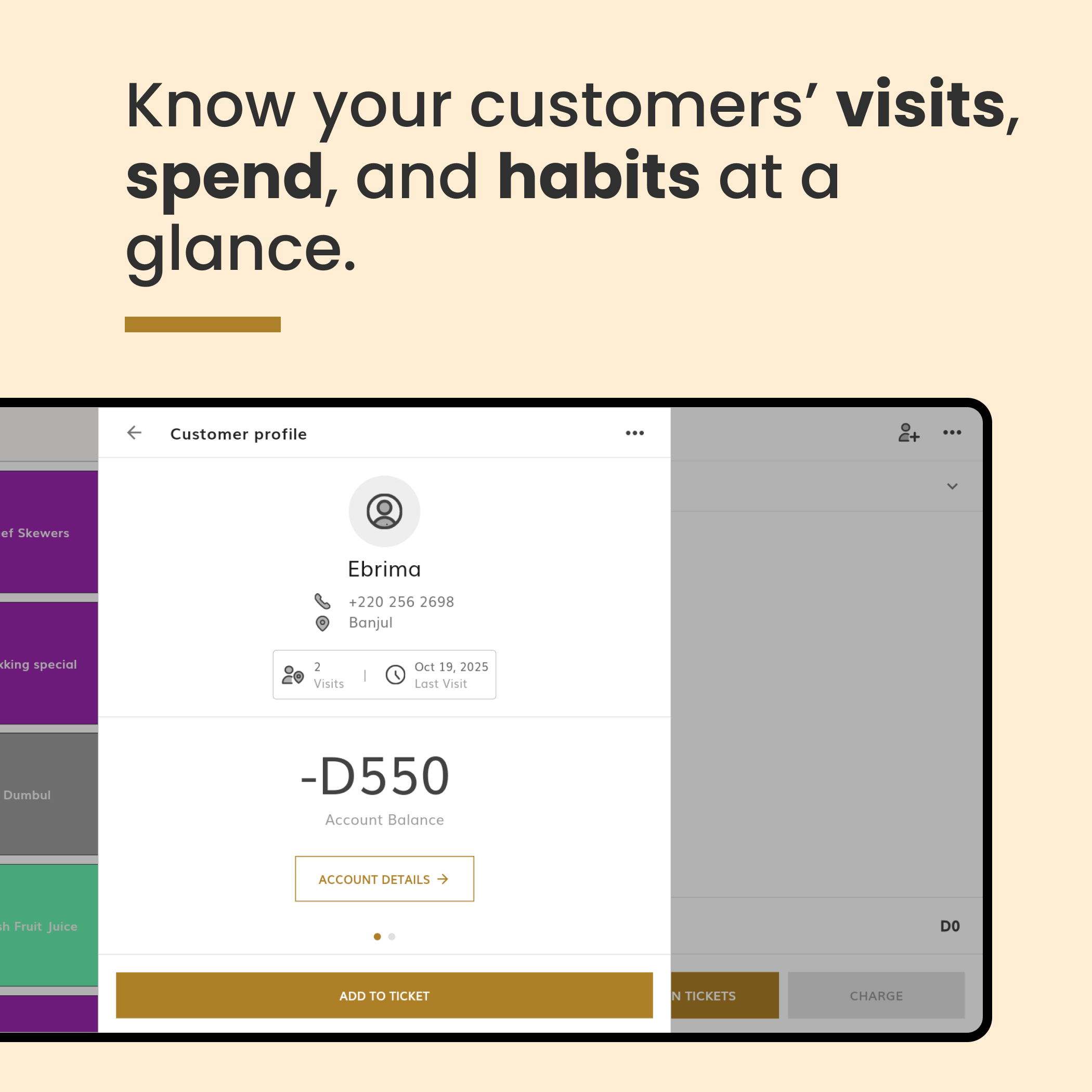 Waychitpos customer screen