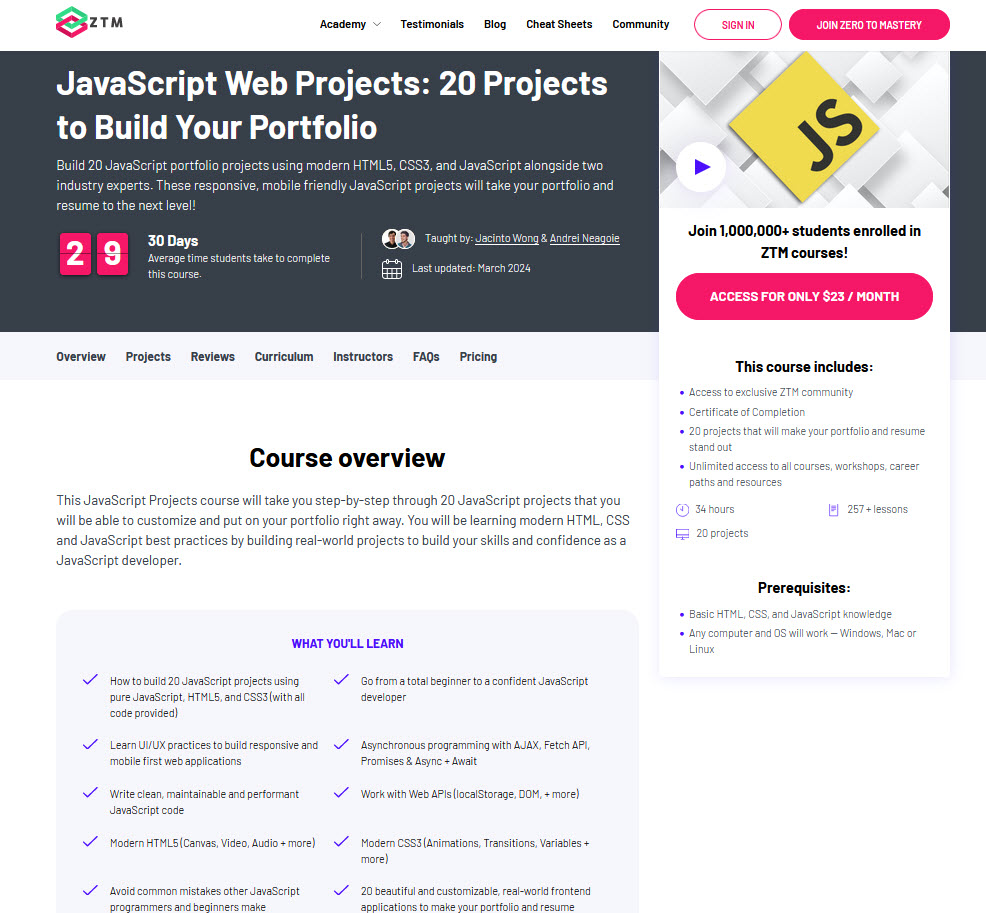 advanced javascript projects