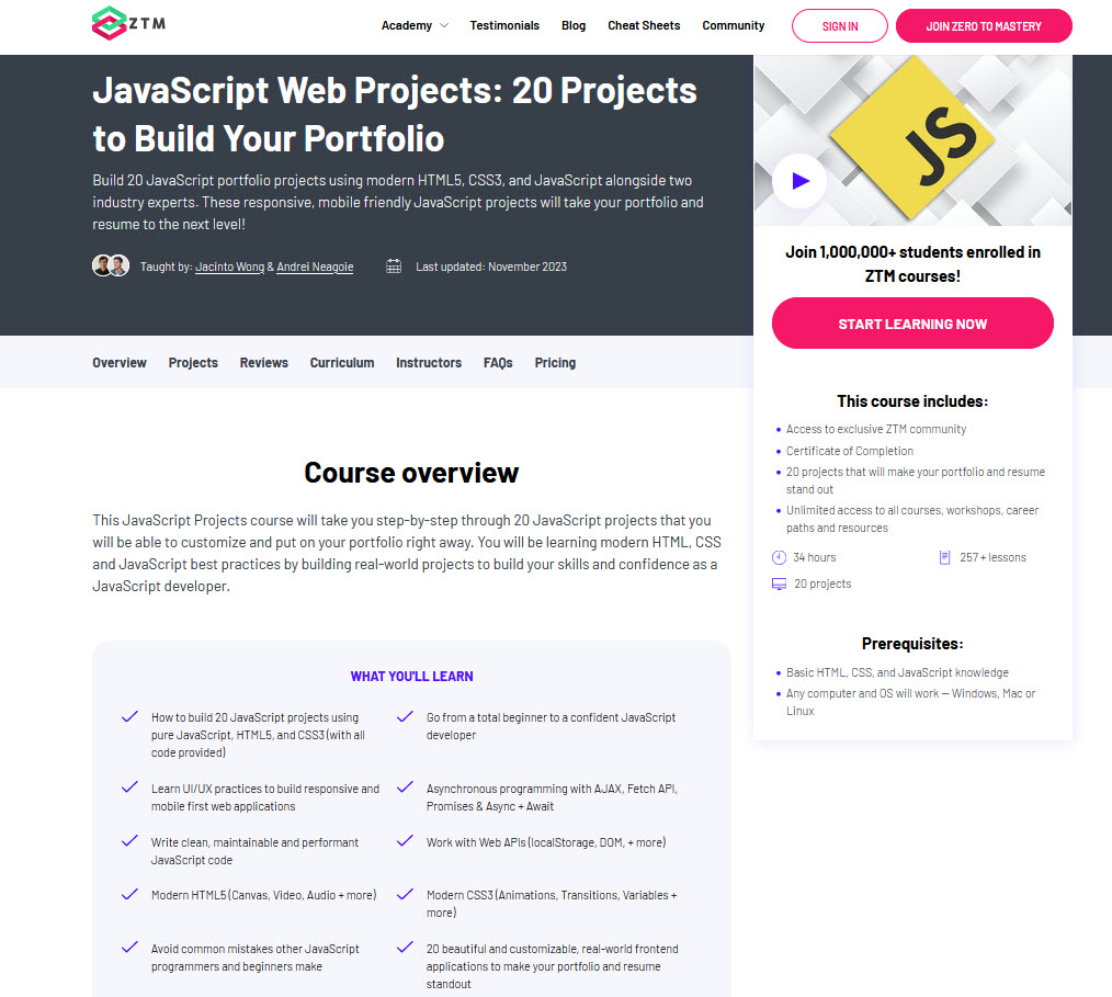 advanced javascript portfolio projects